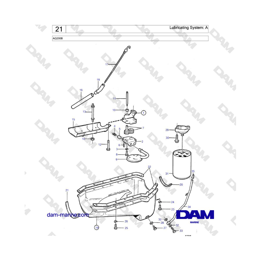 Volvo Penta AQ200B - Lubricating System: A