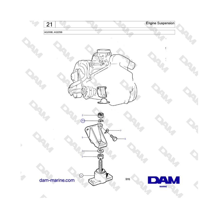 Volvo Penta AQ200B / AQ225B - Engine Suspension