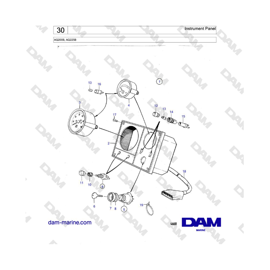 Volvo Penta AQ200B / AQ225B - Instrument Panel