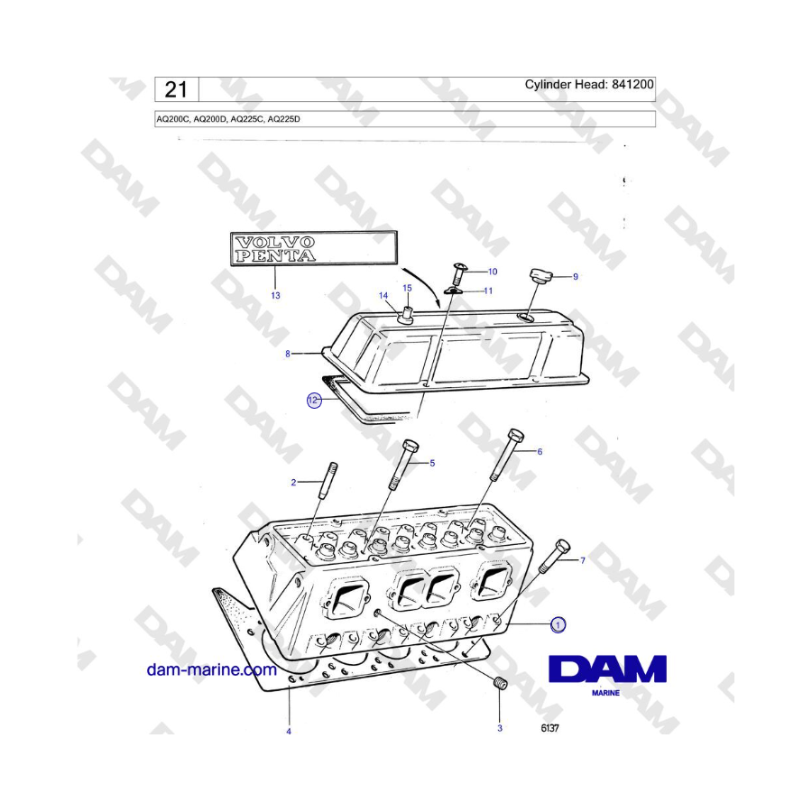 Volvo Penta AQ200C / AQ200D / AQ225C / AQ225D - Culata: 841200