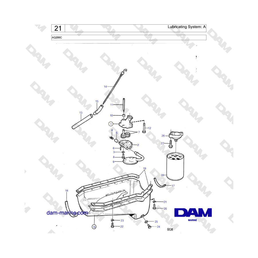 Volvo Penta AQ200C - Lubricating System: A