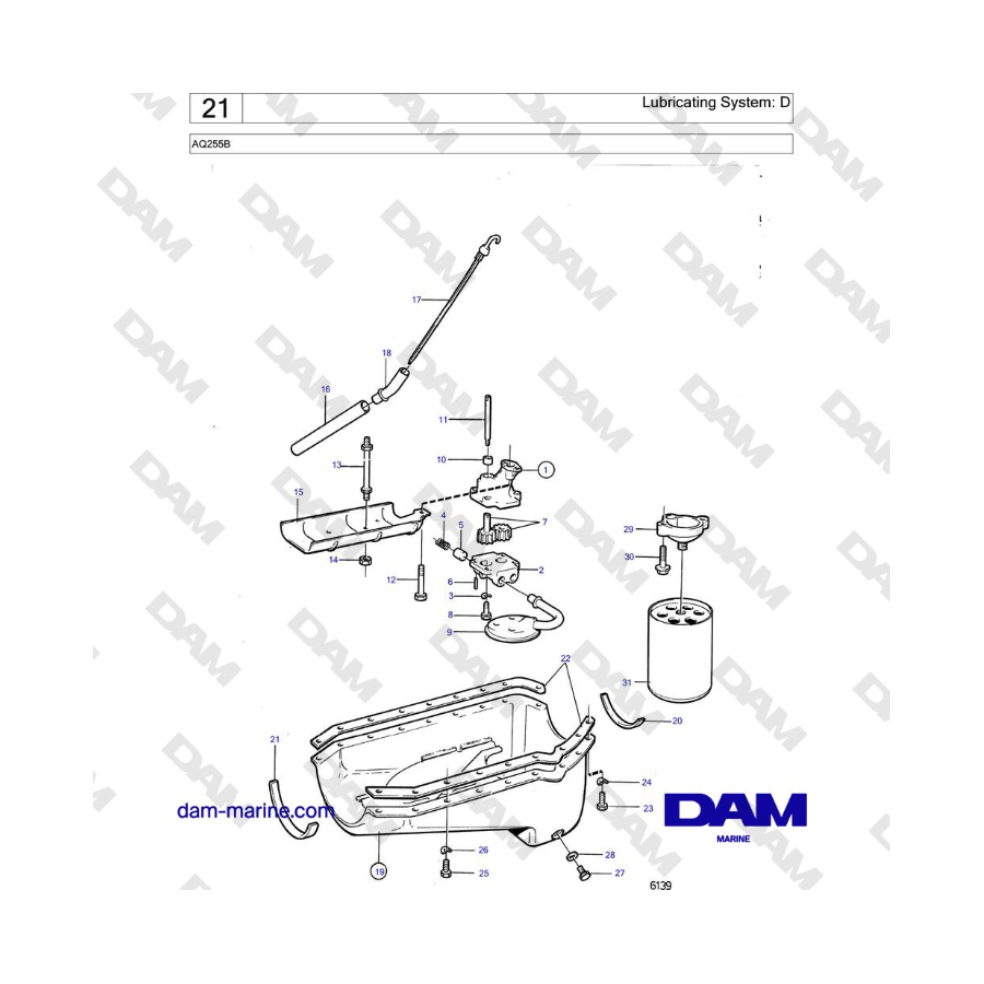 Volvo Penta AQ225B - Lubricating System: D