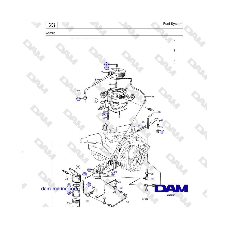 Volvo Penta AQ200D - Fuel System