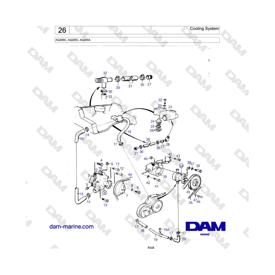 Volvo Penta AQ200C, AQ225C, AQ255A - Cooling System - DAM Marine