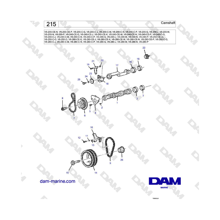 Volvo Penta V6-250 - Árbol de levas