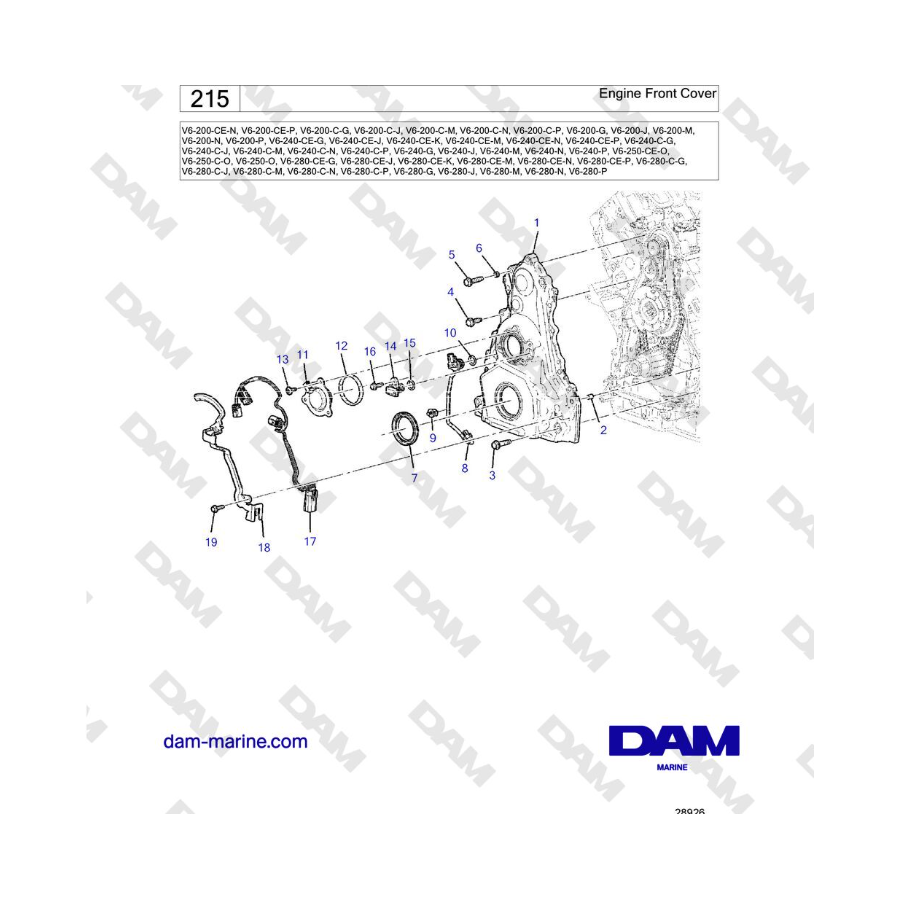 Volvo Penta V6-250 - Cubierta delantera del motor