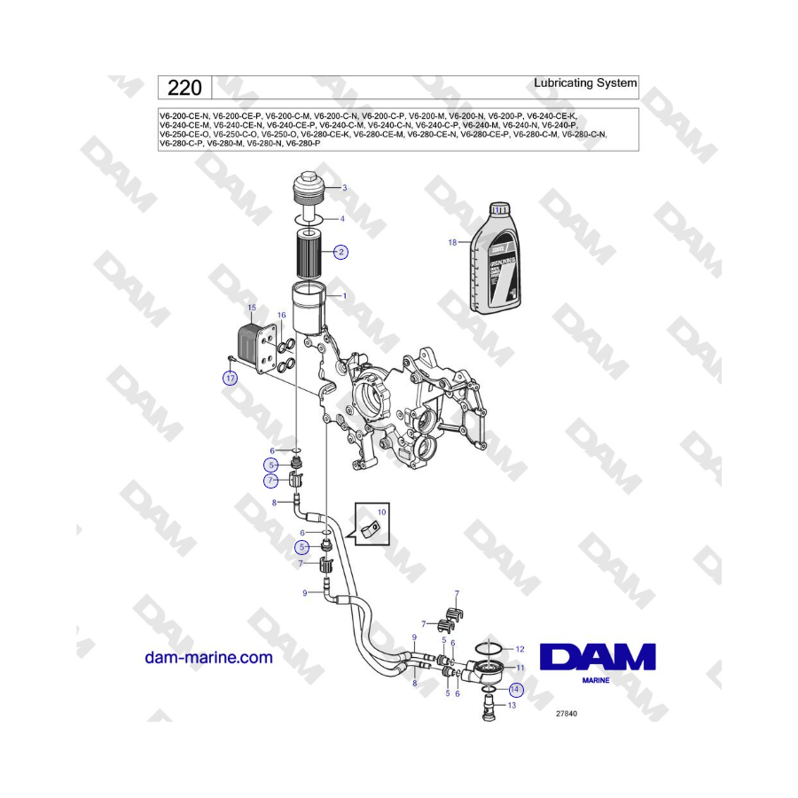 Volvo Penta V6-250 - Lubricating System