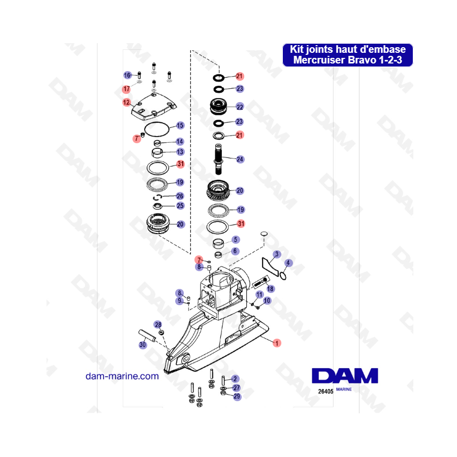 Bravo 1 Mercruiser Top Gear Exploded View