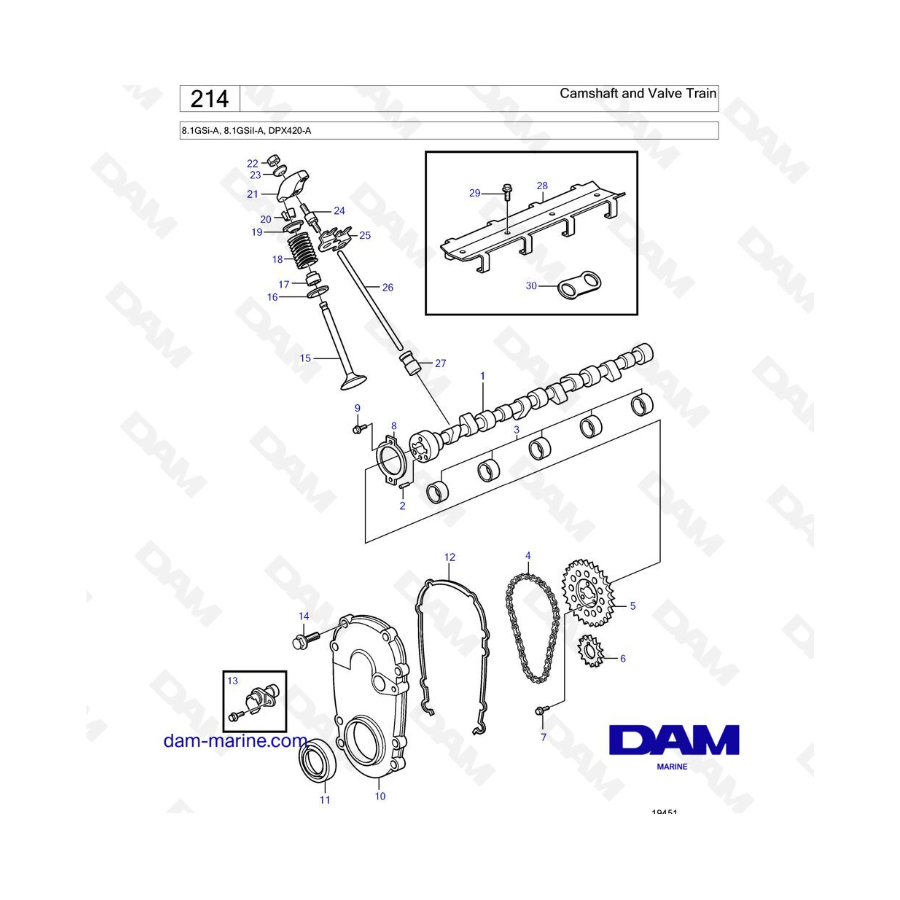 Volvo Penta 8.1L GSI - Árbol de levas y tren de válvulas