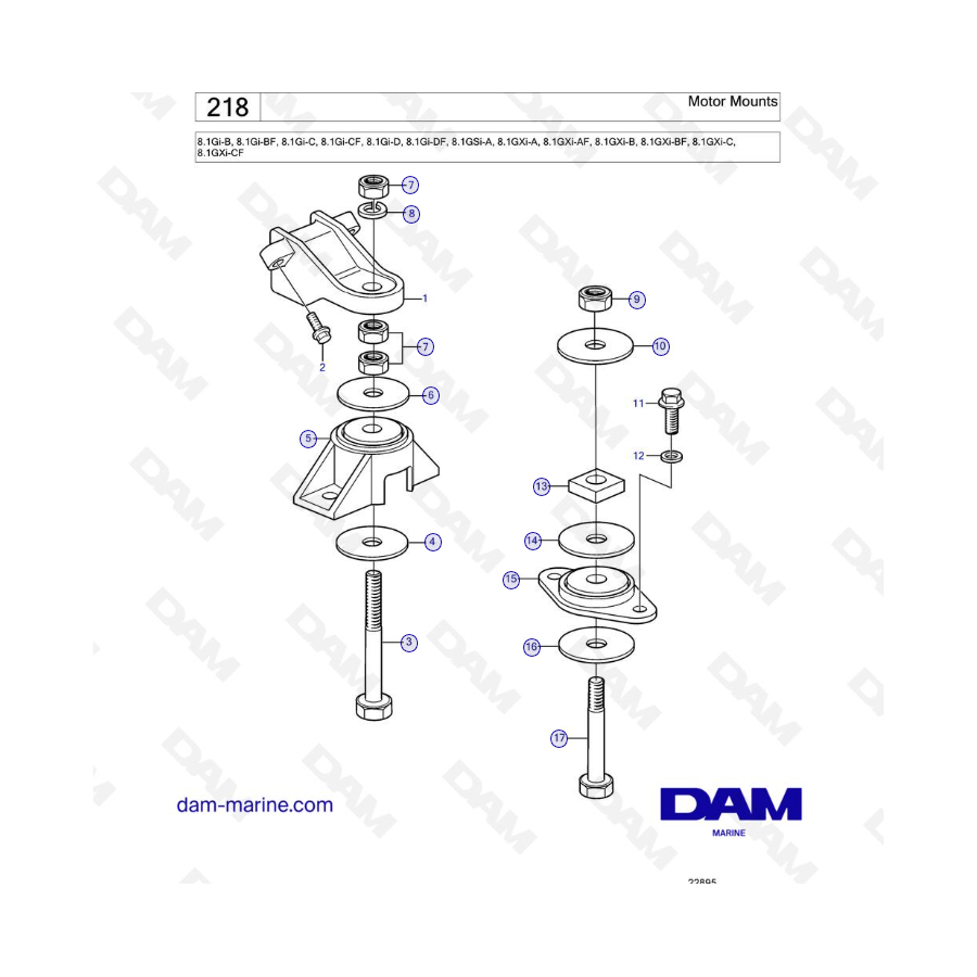 Volvo Penta 8.1L GSI - Soportes de motor