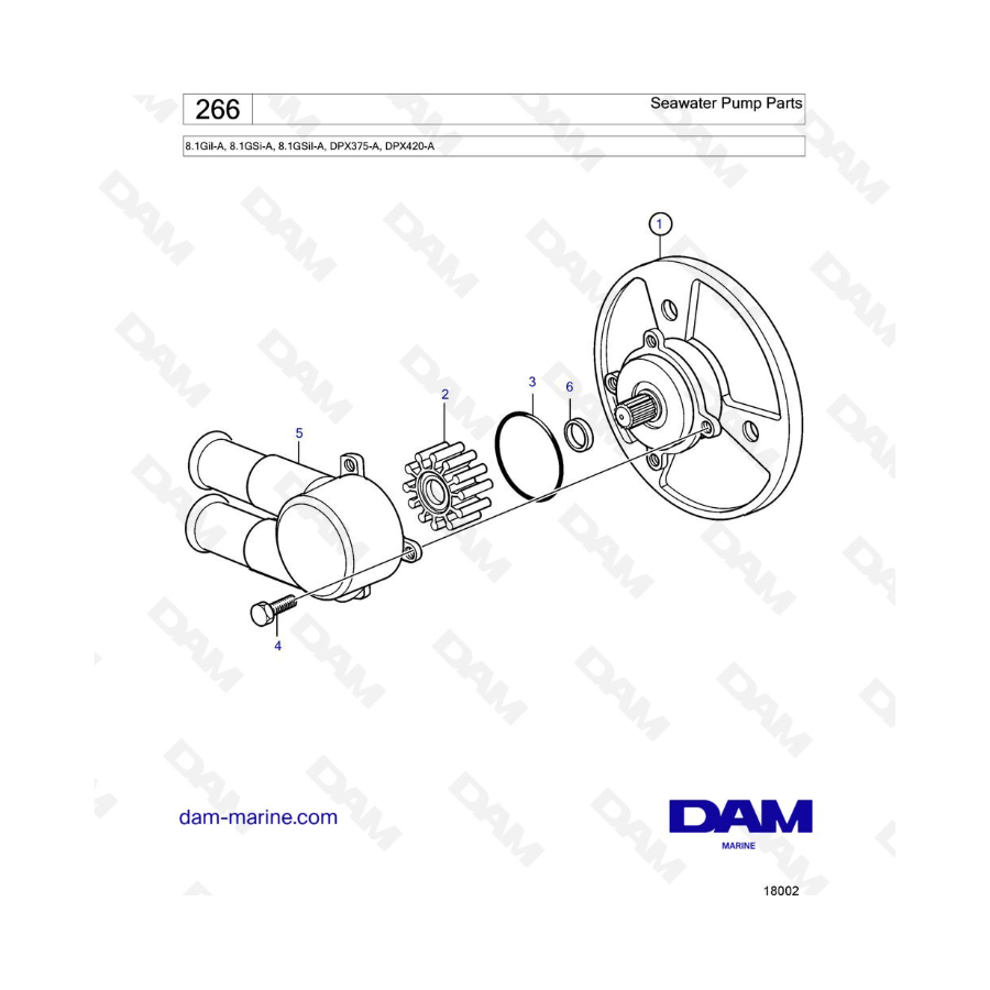 Volvo Penta 8.1L GSI - Bomba de agua de mar Repuestos