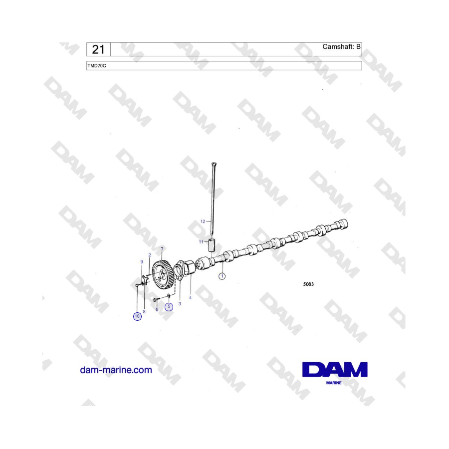 Volvo Penta TMD70 - Árbol de levas: B