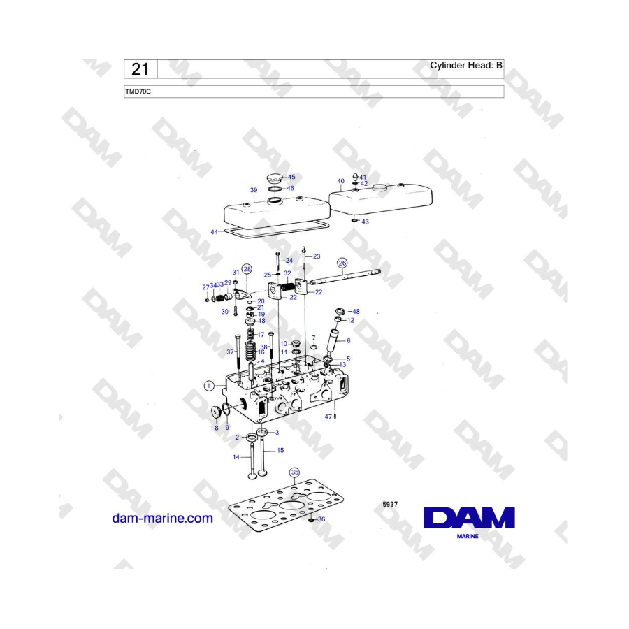 Volvo Penta TMD70 - Cylinder Head: B