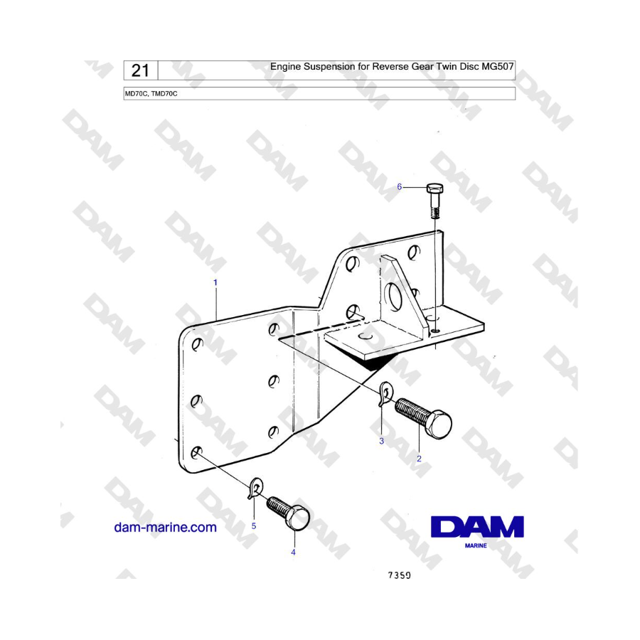 Volvo Penta TMD70 - Engine Suspension for Reverse Gear Twin Disc MG507