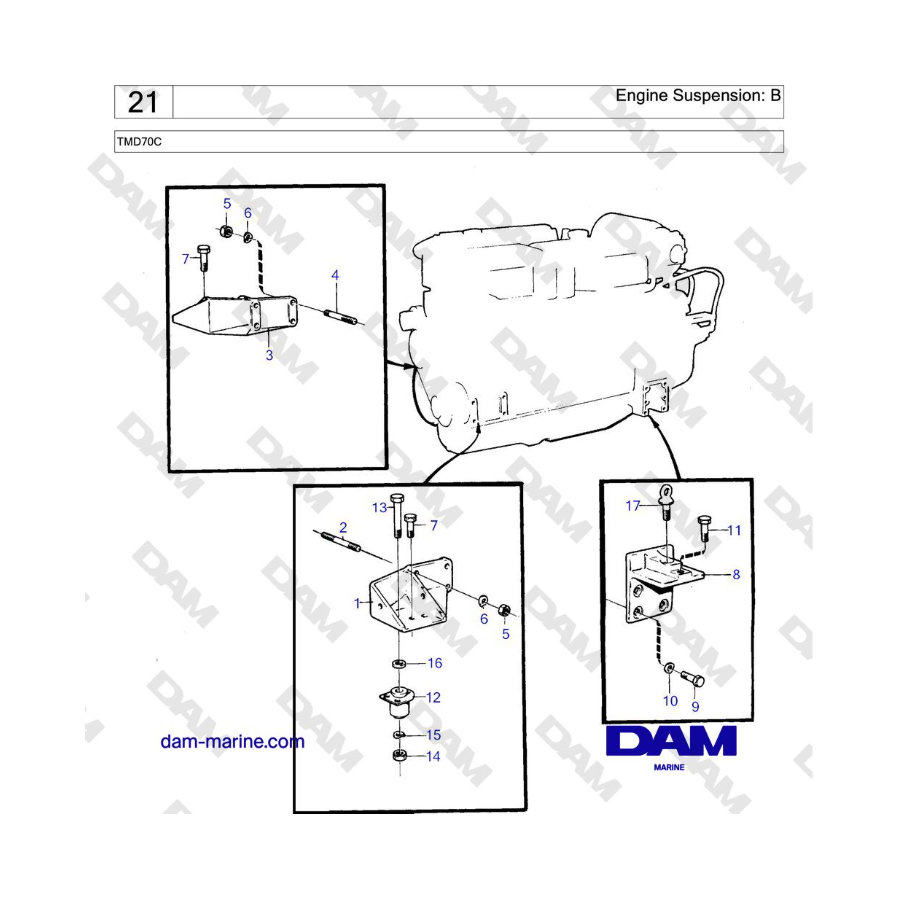 Volvo Penta TMD70 - Engine Suspension: B