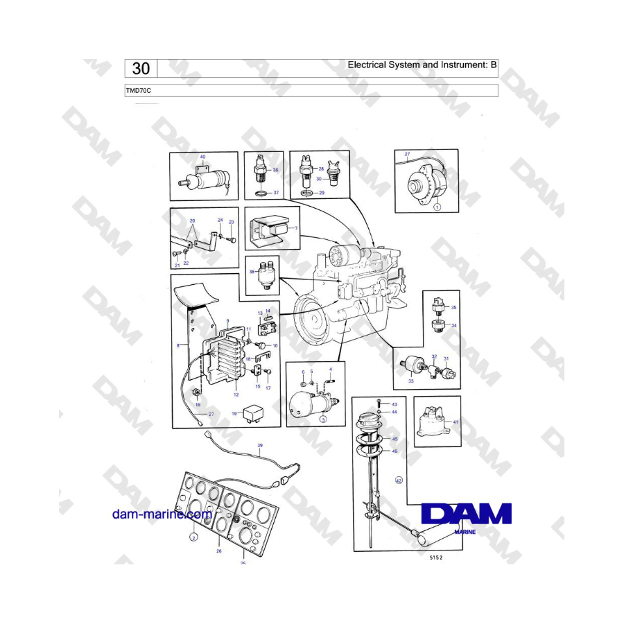 Volvo Penta TMD70 - Sistema eléctrico e instrumentos: B