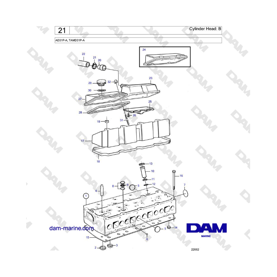 Volvo Penta AD31L-A / TAMD31L-A / TAMD31M-A / TMD31L-A - Culata: A