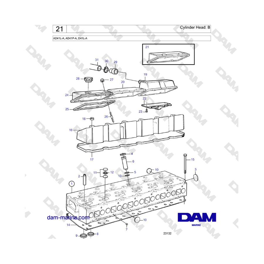 Volvo Penta AD41L-A, AD41P-A, D41L-A - Culata: B