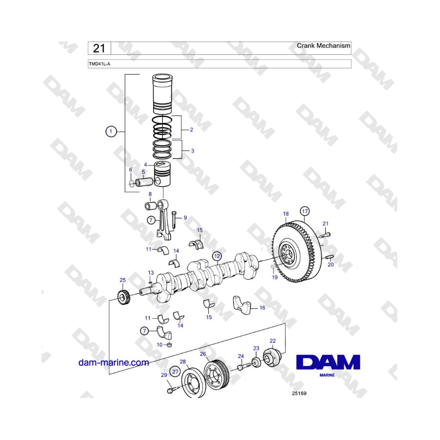 Volvo Penta TMD41L-A - Crank Mechanism - DAM Marine