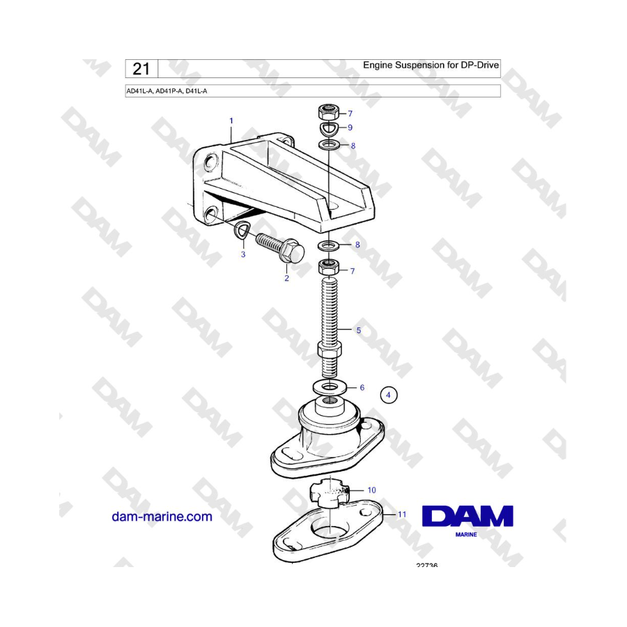 Volvo Penta AD41L-A, AD41P-A, D41L-A - Engine Suspension