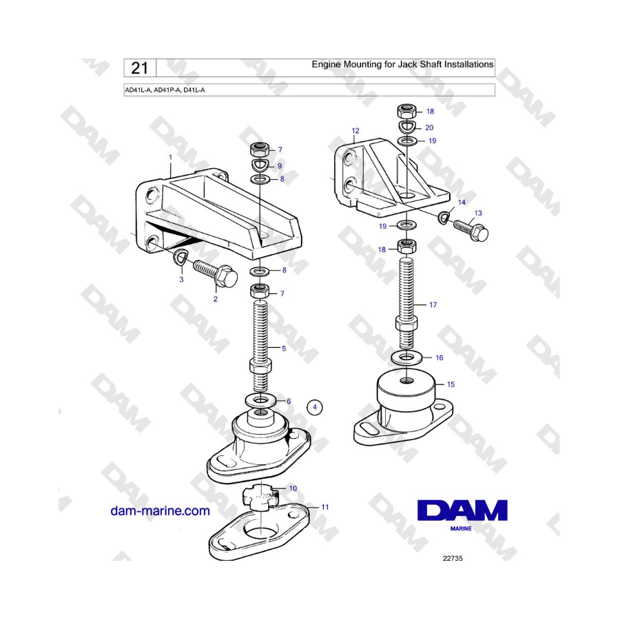 Volvo Penta AD41L-A, AD41P-A, D41L-A - Engine Mounting