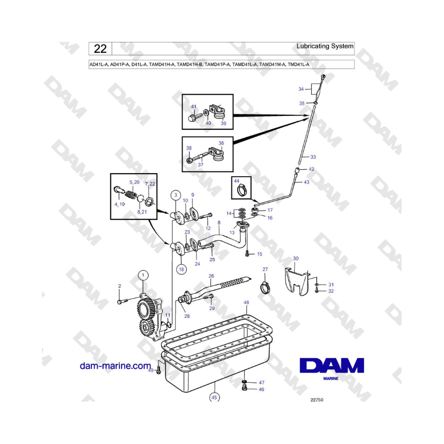 Volvo Penta AD41L-A, AD41P-A, D41L-A, TAMD41H-A, TAMD41H-B, TAMD41P-A, TAMD41L-A, TAMD41M-A, TMD41L-A - Lubricating System