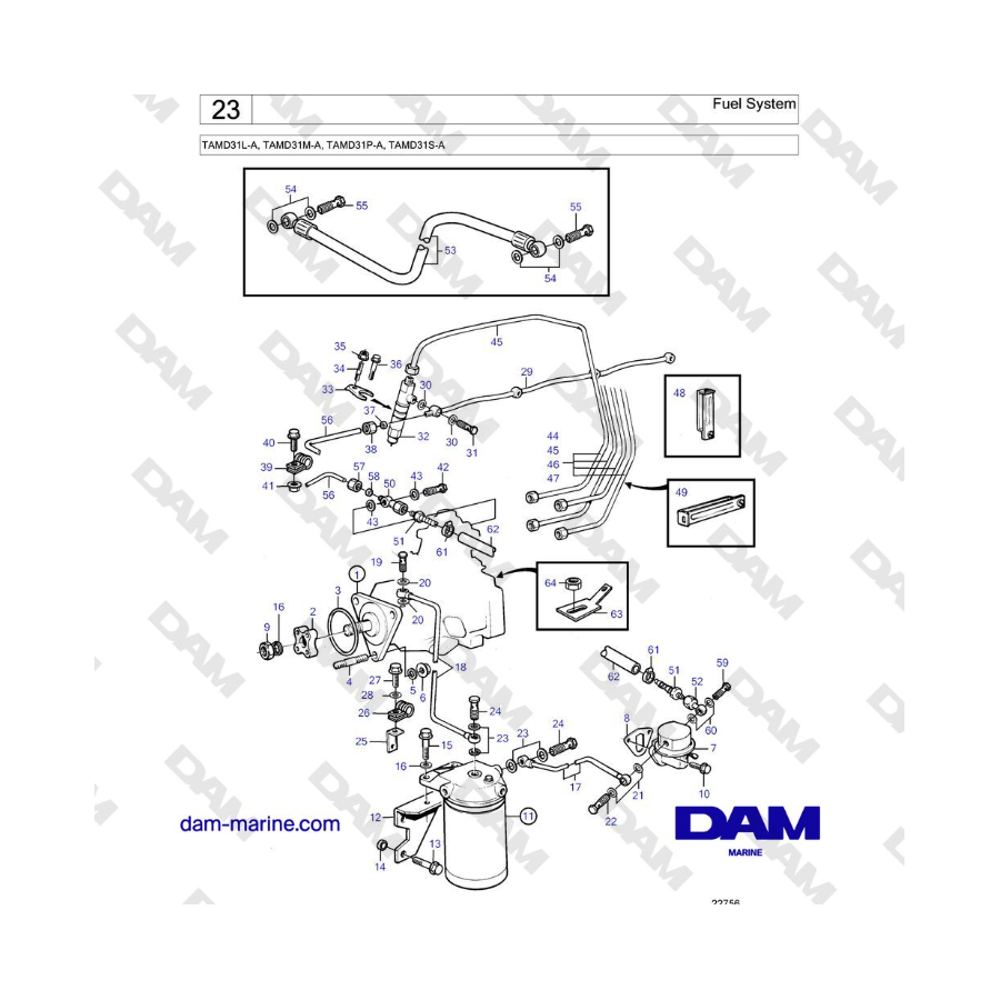 Volvo Penta TAMD31L-A, TAMD31M-A, TAMD31P-A, TAMD31S-A - Fuel System