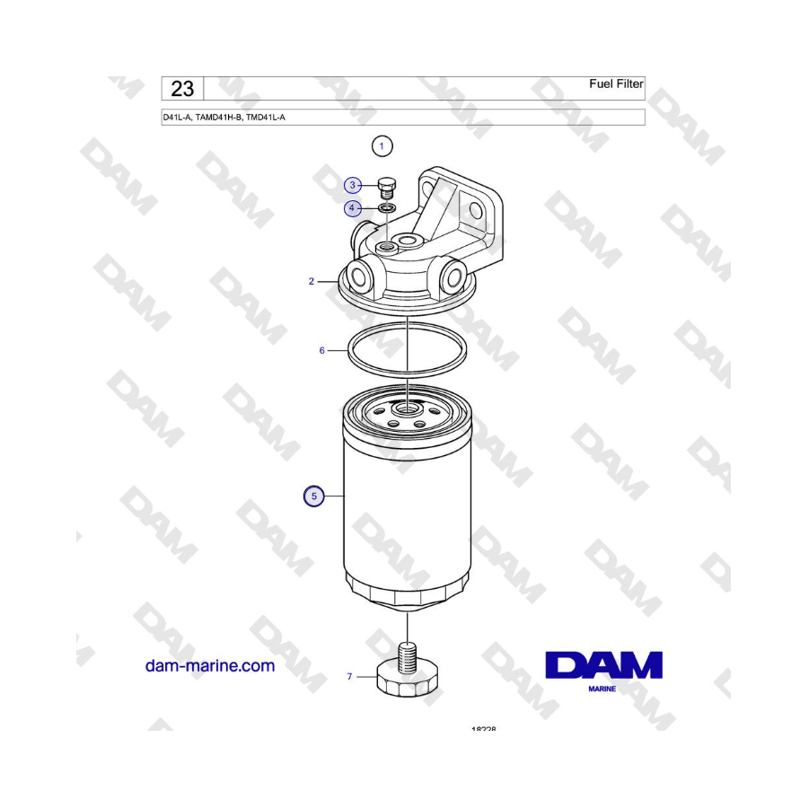 Volvo Penta D41L-A, TAMD41H-B, TMD41L-A - Filtro de combustible