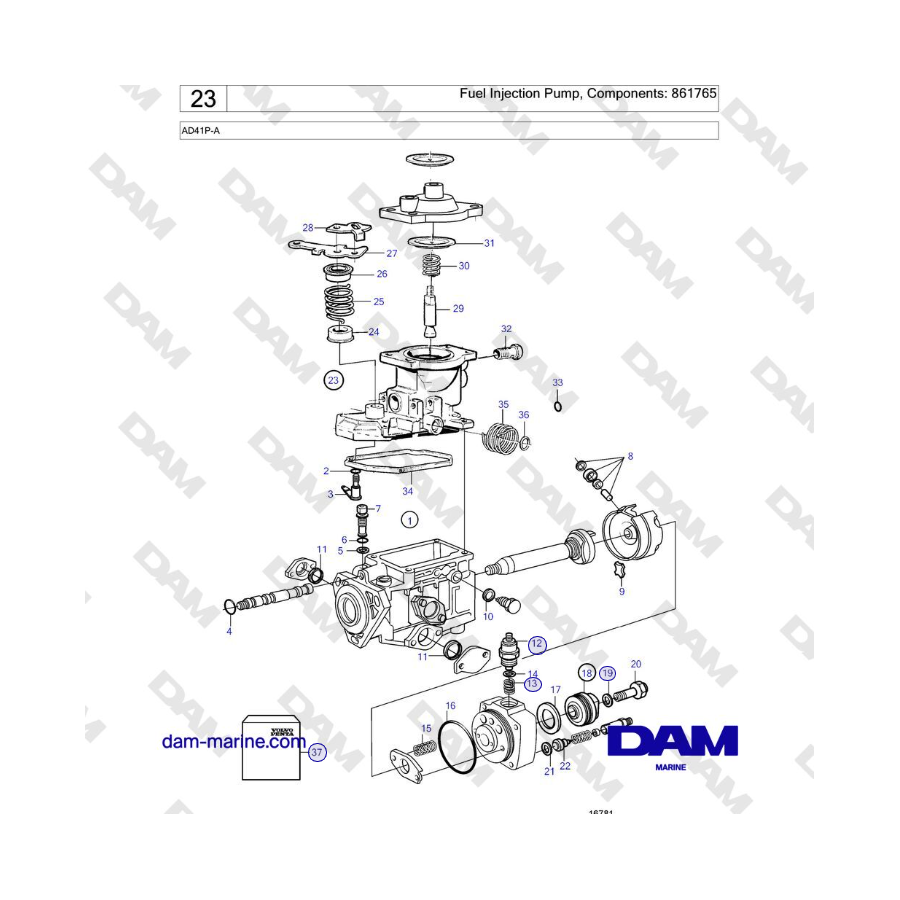 Volvo Penta AD41P-A - Fuel Injection Pump, Components