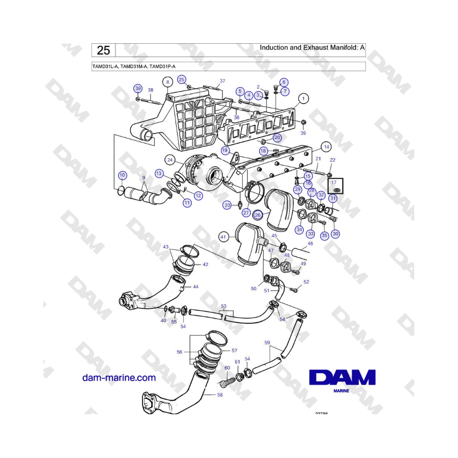 Volvo Penta TAMD31L-A, TAMD31M-A, TAMD31P-A - Induction and Exhaust Manifold: A