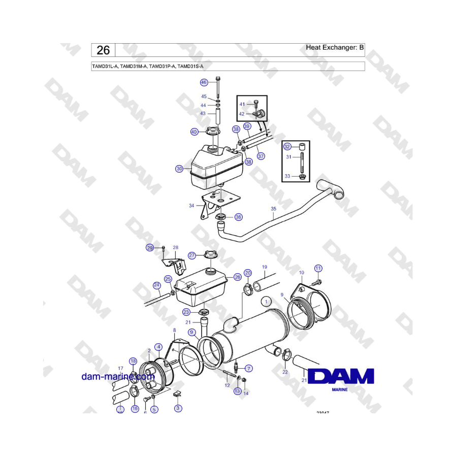 Volvo Penta TAMD31L-A, TAMD31M-A, TAMD31P-A, TAMD31S-A - Heat Exchanger: B 