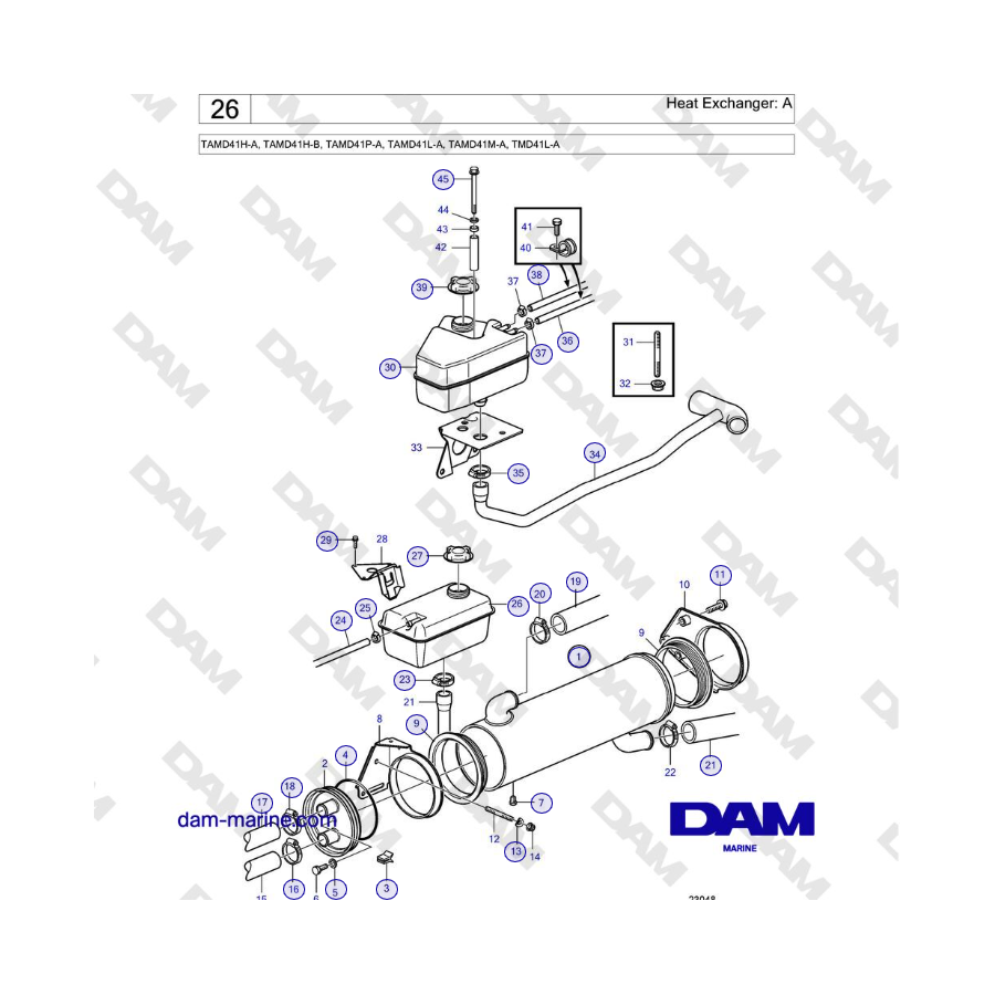 Volvo Penta TAMD41H-A, TAMD41H-B, TAMD41P-A, TAMD41L-A, TAMD41M-A, TMD41L-A - Heat Exchanger: A