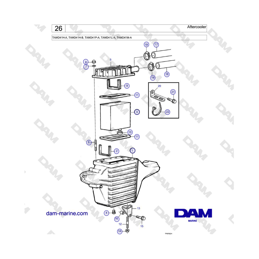 Volvo Penta TAMD41H-A, TAMD41H-B, TAMD41P-A, TAMD41L-A, TAMD41M-A - Aftercooler