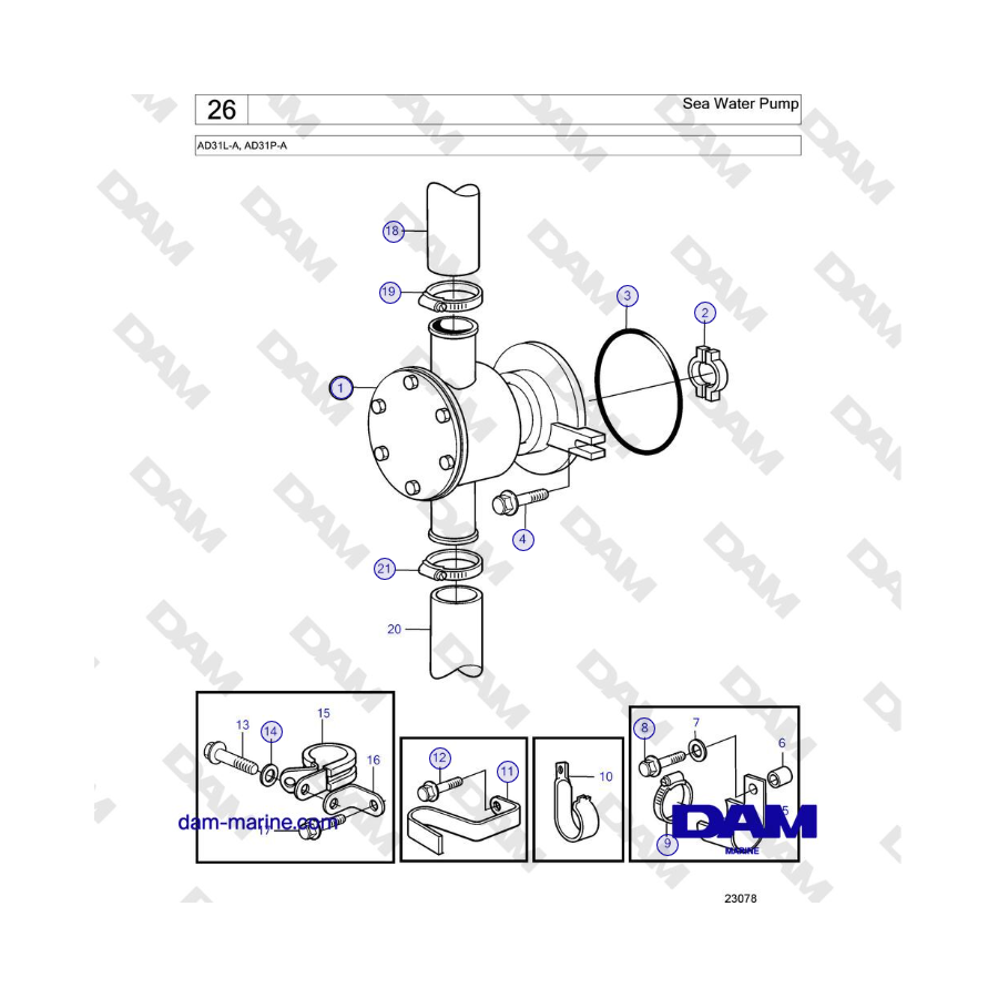 Volvo Penta AD31L-A / AD31P-A - Sea Water Pump