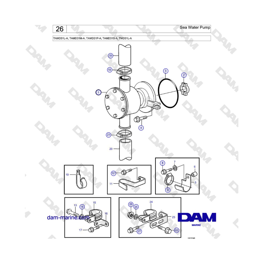 Volvo Penta TAMD31L-A, TAMD31M-A, TAMD31P-A, TAMD31S-A, TMD31L-A - Bomba de agua de mar