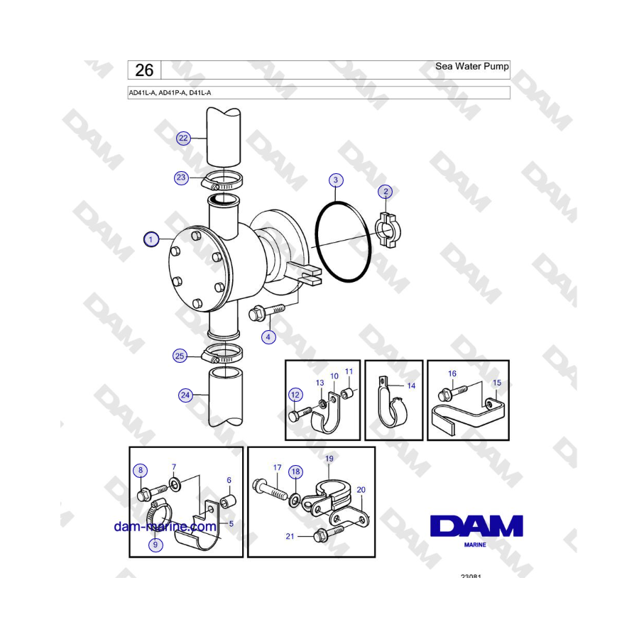 Volvo Penta AD41L-A, AD41P-A, D41L-A - Bomba de agua de mar