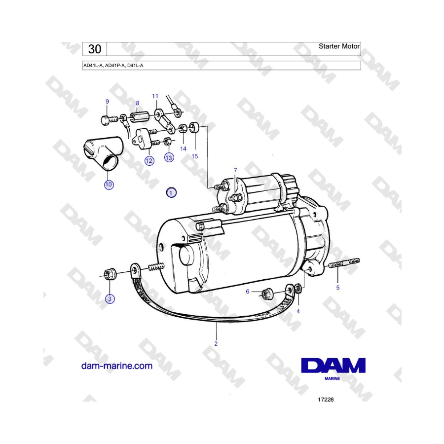 Volvo Penta AD41L-A, AD41P-A, D41L-A - Motor de arranque