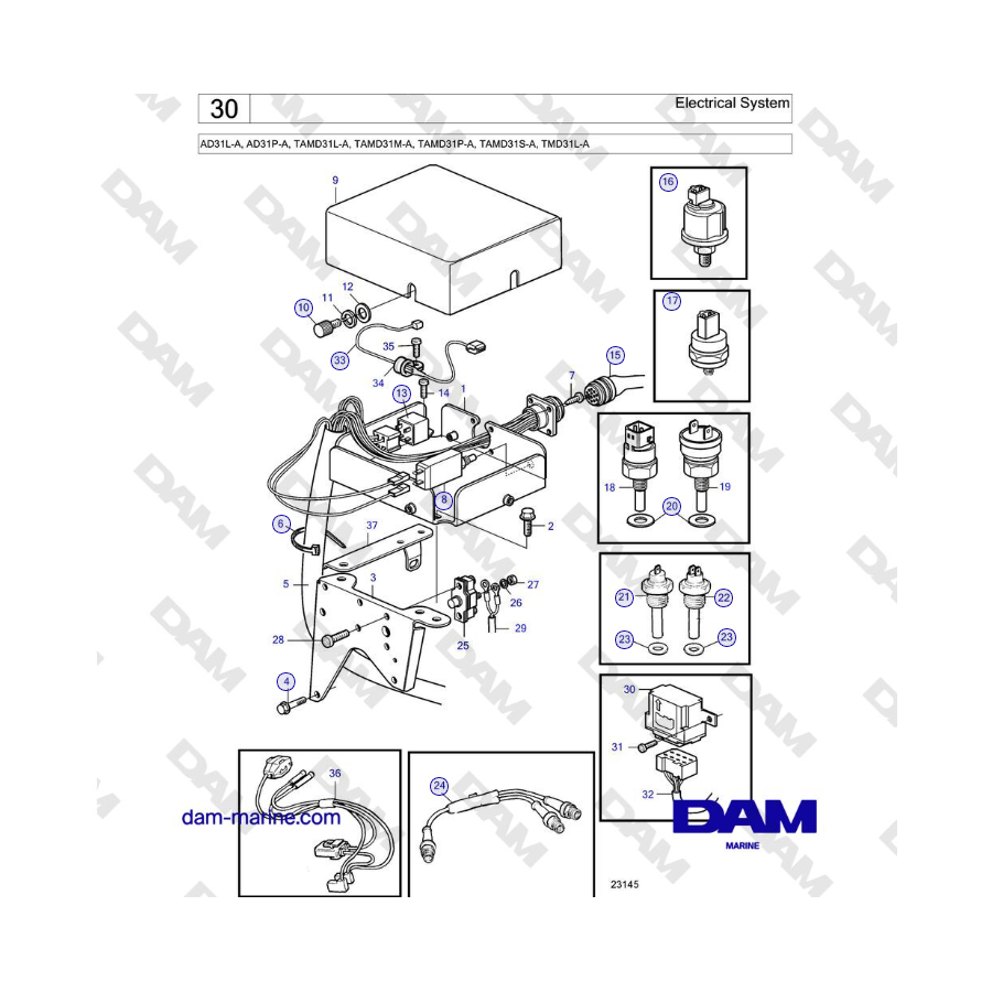 Volvo Penta AD31L-A, AD31P-A, TAMD31L-A, TAMD31M-A, TAMD31P-A, TAMD31S-A, TMD31L-A - Electrical System