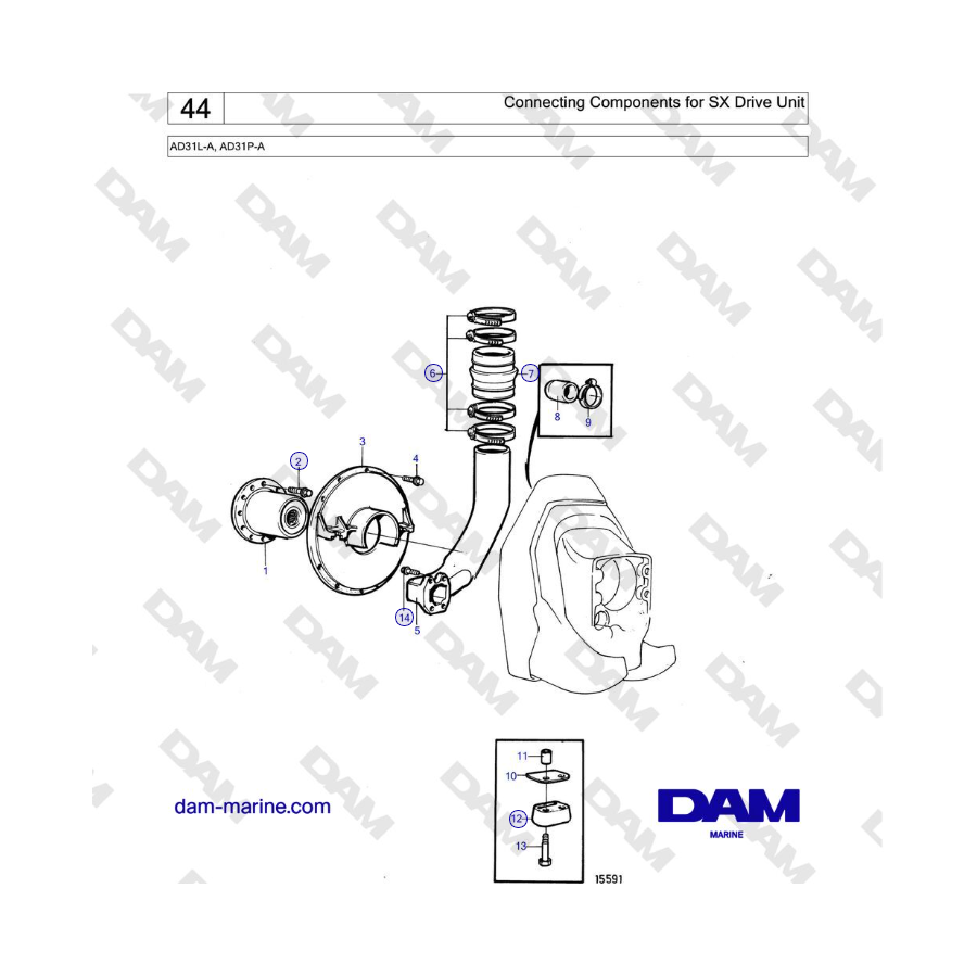 Volvo Penta AD31L-A, AD31P-A - Connecting Components for SX Drive Unit