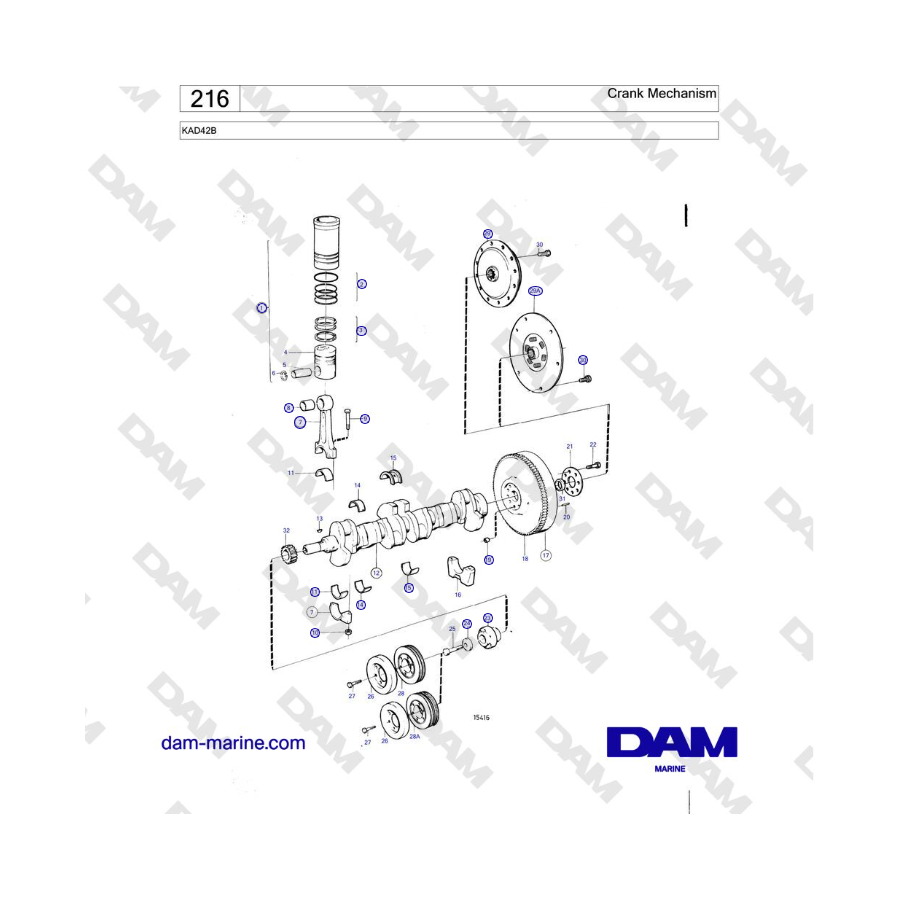 Volvo Penta KAD42B - Crank Mechanism