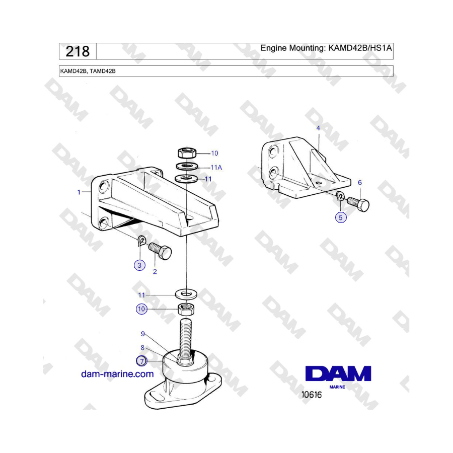 Volvo Penta KAMD42B / TAMD42B - Montaje del motor: KAMD42B/HS1A