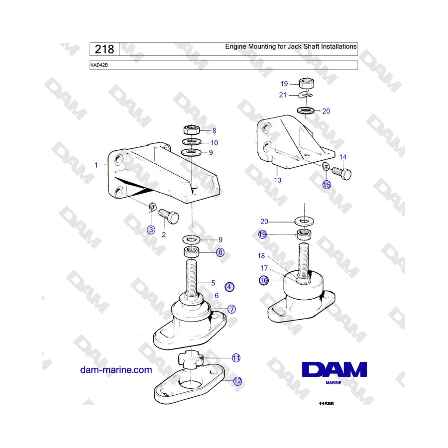 Volvo Penta KAD42B - Engine Mounting for Jack Shaft Installations