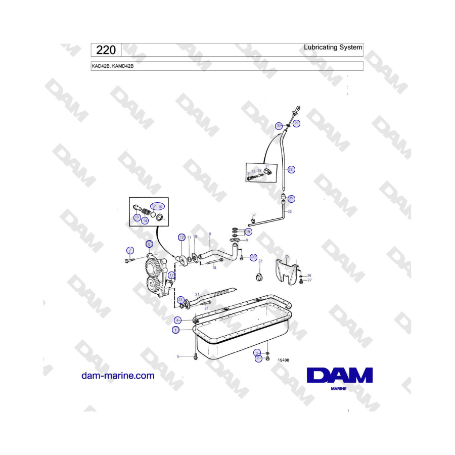 Volvo Penta KAD42B / KAMD42B - Sistema de lubricación