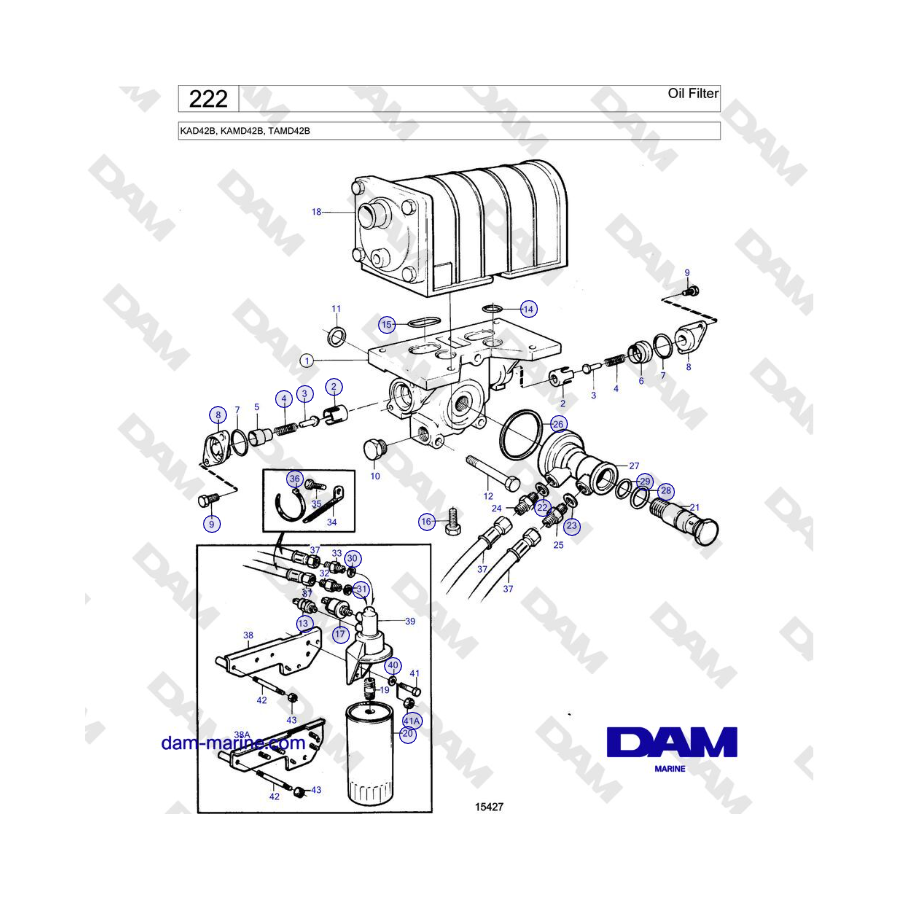 Volvo Penta KAD42B / KAMD42B / TAMD42B - Filtro de aceite