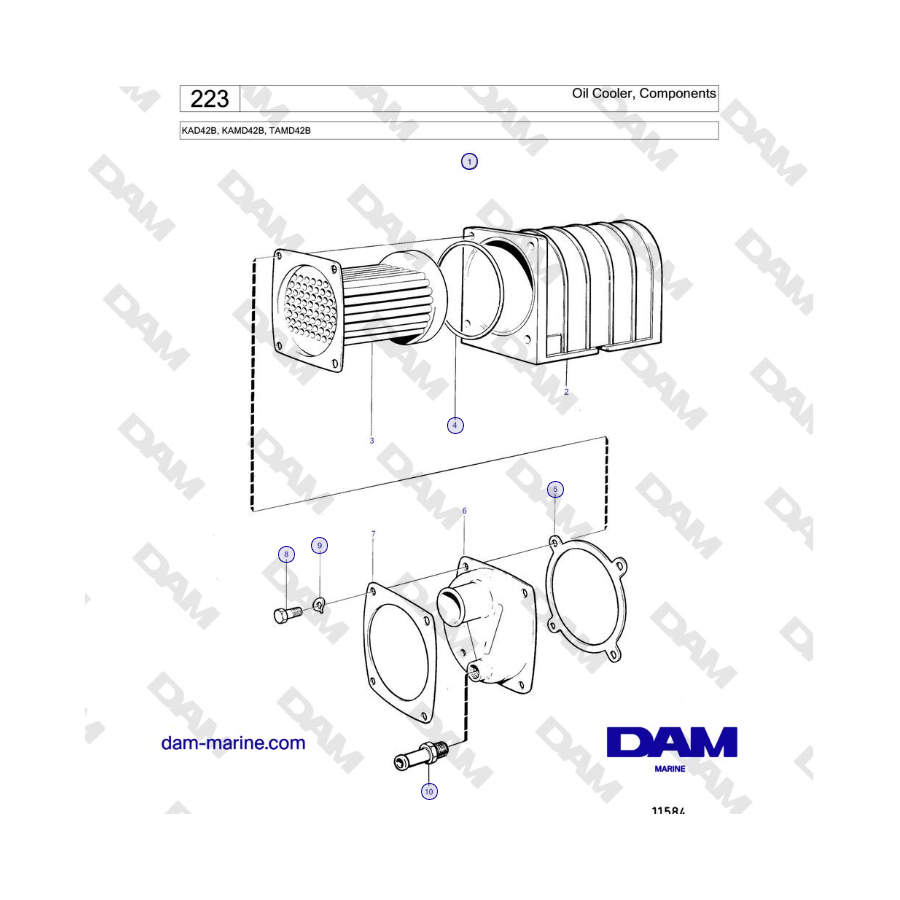 Volvo Penta KAD42B / KAMD42B / TAMD42B - Enfriador de aceite, componentes