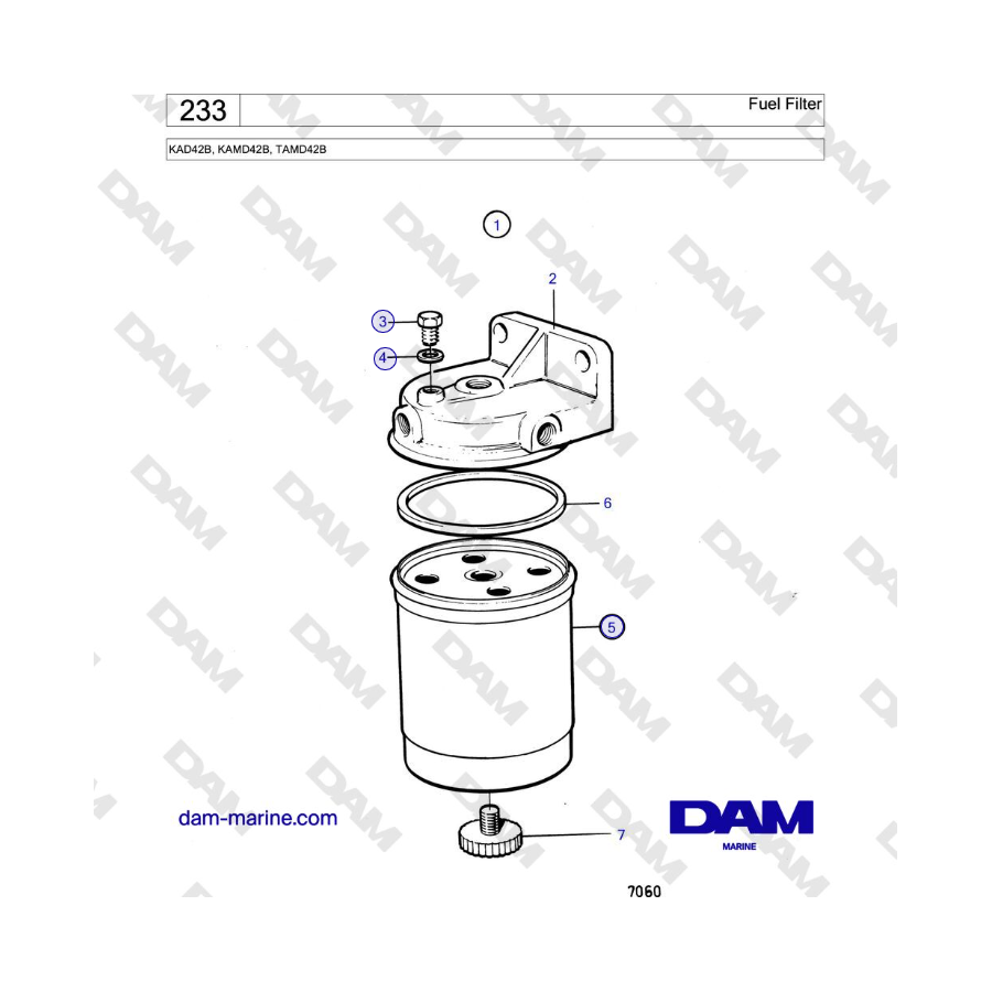 Volvo Penta KAD42B / KAMD42B / TAMD42B - Filtro de combustible