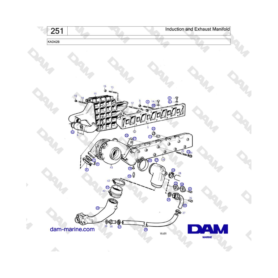 Volvo Penta KAD42B - Induction and Exhaust Manifold