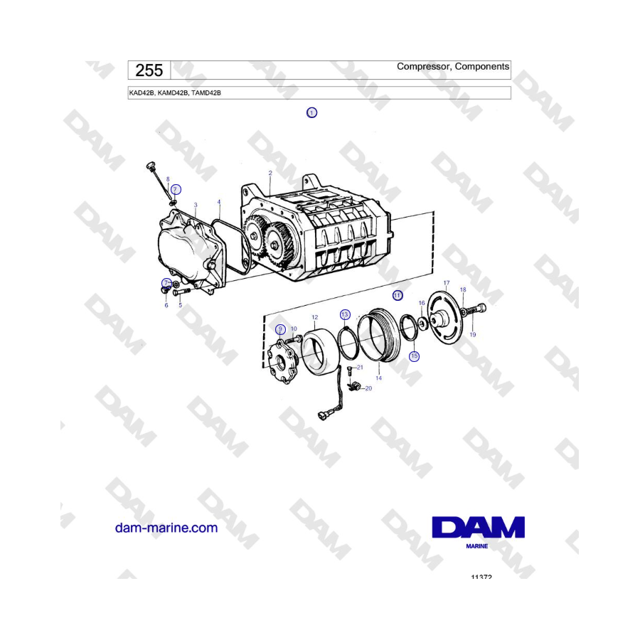 Volvo Penta KAD42B / KAMD42B / TAMD42B - Compresor, Componentes