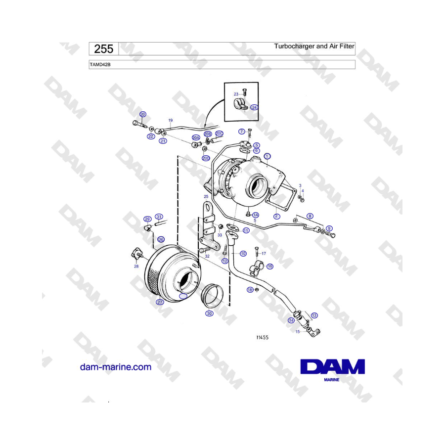 Volvo Penta TAMD42B - Turbocharger and Air Filter