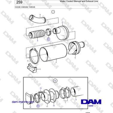 Volvo Penta KAD42B / KAMD42B / TAMD42B - Water Cooled Silencer And ...